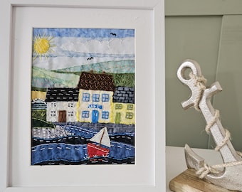 Coastal Cafe Långstygnskit: Handbroderi i textilkonstprojekt