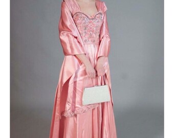 SALE Vintage Haute Couture Satin Ball Gown