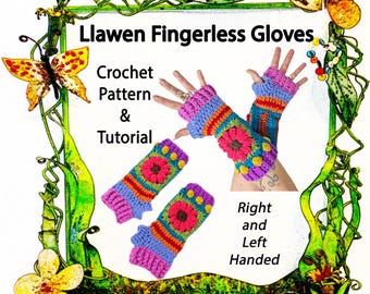 Llawen Fingerless Glove Crochet Pattern & Tutorial - The Topian Den
