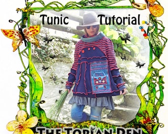 Upcycled Tutorial Sweater - Jumper Tunic - PDF Instant Download - How to Pattern Guide - Sewing Hippie Clothing - The Topian Den