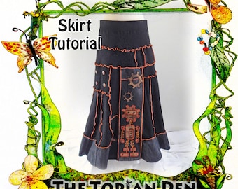 Skirt Tutorial - PDF Instant Download - Upcycled Unique Pattern Guide - The Topian Den