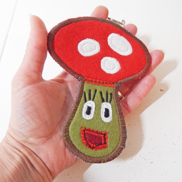 Toadstool Key Chain - Large Keyring - Mushroom Bag Charm - Quirky Unique Gift