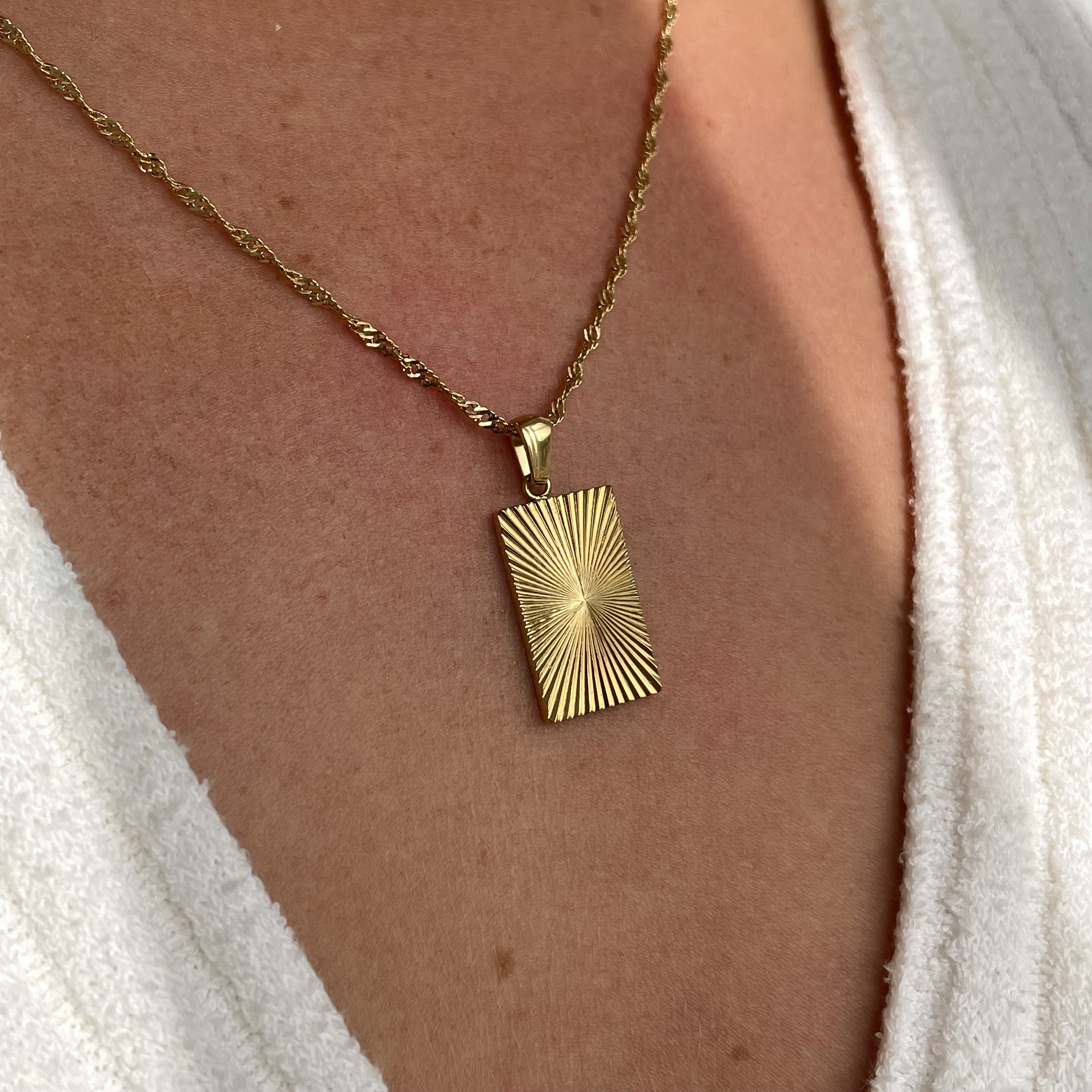 18k Gold Necklace | Sun | Tarnish Free | Rays | Waterwave