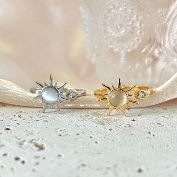 Anxiety Fidget Ring | Gold | Silver | Sun | Introvert | Spinning | Jewellery | Mindfulness | Aid | Help | Panic | Meditation | Spinner