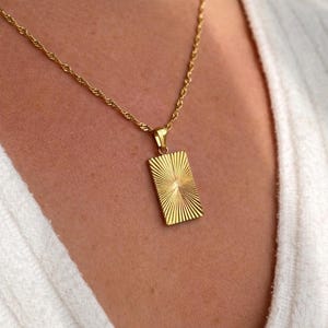 18k Gold Sunburst Pendant Necklace | Textured Minimalist Everyday Tarnish Free Jewellery Gift For Her |