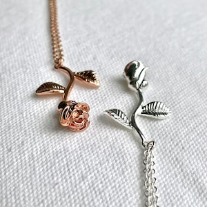 Rose Necklace | Silver | Rose Gold | Pendant | Gift | Anniversary | Birthday | Girlfriend | Mother | Daughter | Friend | Wedding |