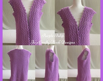 Tulip Sweater Vest Crochet Pattern - Crochet Pattern Only - Digital Download-Sweater Crochet Pattern-Vest Crochet Pattern-Women Sweater Vest