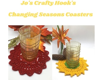 Changing Seasons Coasters Crochet Pattern - Crochet Pattern Only - Digital Download - 2 changing seasons coasters crochet patterns in 1