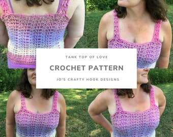 Tank Top of Love Crochet Pattern-Crochet Pattern for Tank Top-Tank Top Crochet Pattern-How to Crochet Tank Top of Love-Crochet Pattern Only