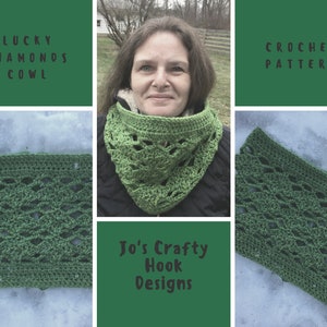 Lucky Diamonds Cowl Crochet Pattern-Crochet Pattern Only-Cowl Crochet Pattern-How to crochet a Cowl pattern-Lucky Diamonds Cowl Pattern