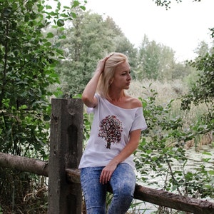 SALE T-shirt with print Tree of Happiness image 4