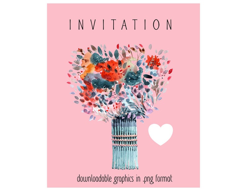 printable floral art instant downloadable clipart Printable bouquet in watercolor