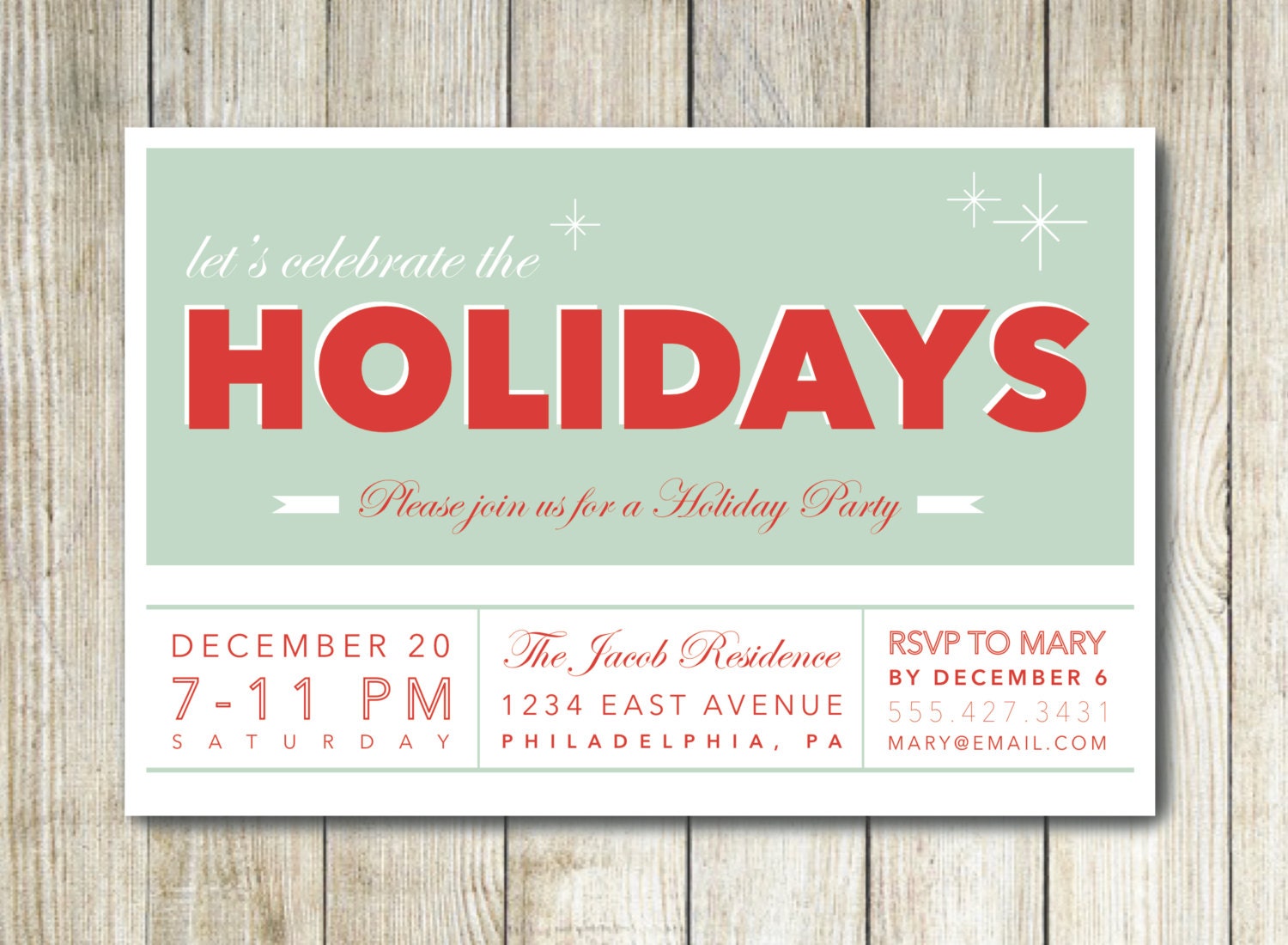 Holiday Party Custom Invitation Postcard Etsy