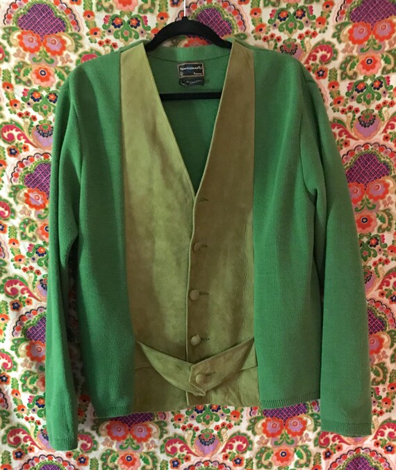 AMAZING 1960s Vintage Sweater with Suede Panels