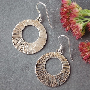 Hammered Sterling Silver Circle Earrings