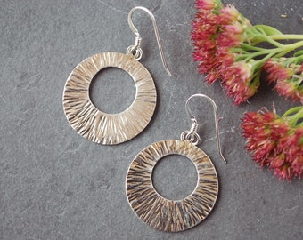 Hammered Sterling Silver Circle Earrings