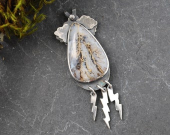 Silver Lightning Pendant with Graveyard Point Agate