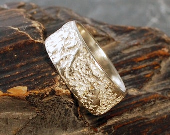 Textured Sterling Silver Ring Band, Wide Band