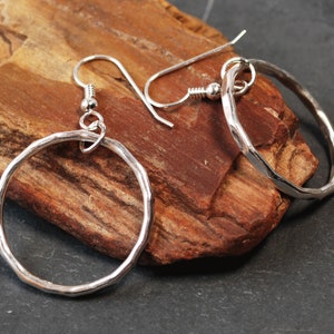 Hammered Silver Hoop Earrings