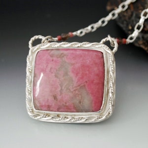 Rhodonite Necklace, Rose Cut Out in Back