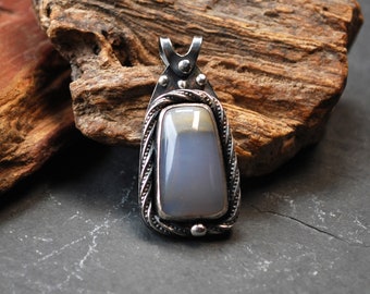 Blue Chalcedony and Sterling Silver Pendant