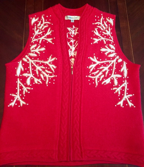 Soft Wool Blend Coldwater Creek Chistmas Vest With Embroidery - Etsy