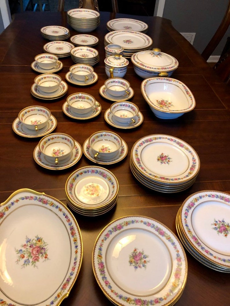 Incredible Full Set of Antique Limoges Floral Dinnerware Etsy