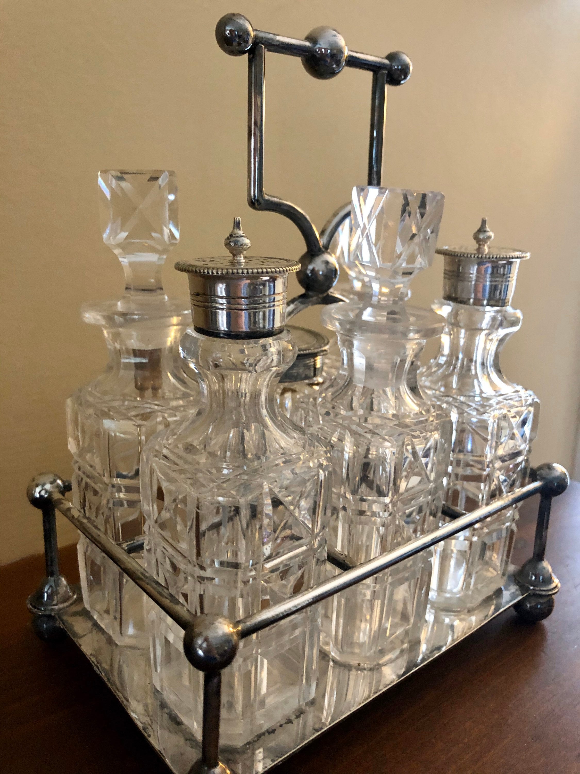 Exquisite Antique Crystal Cruet Set 1800s English Cruet Set Etsy