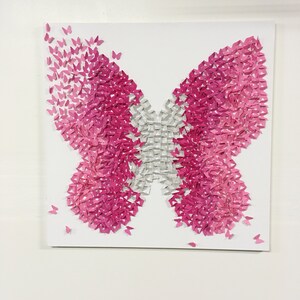 Pink and Silver Ombre 3D Butterfly Shape Canvas Art, Wall Decor, Baby ...