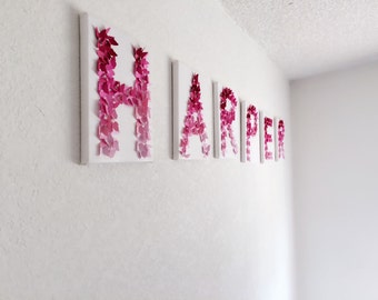Butterfly Ombre Letter Art, Baby Nursery Decor, Pink Wall Hanging