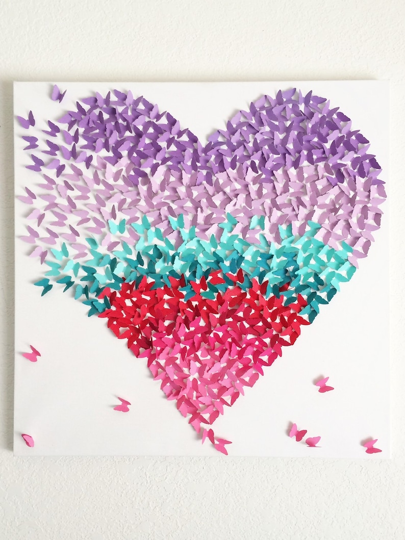 Custom Butterfly Heart Canvas Art Wall Decor Nursery Decor Etsy