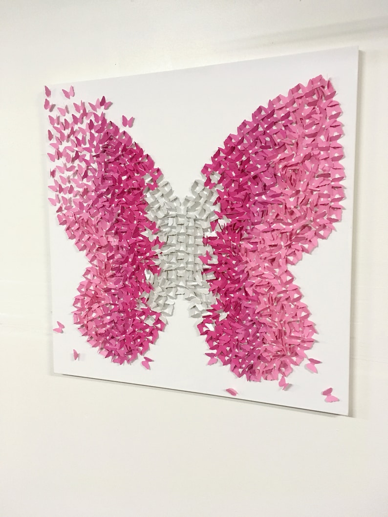 Pink and Silver Ombre 3D Butterfly Shape Canvas Art Wall - Etsy