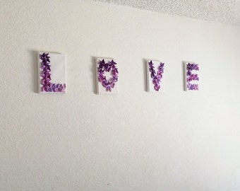 Butterfly Ombre LOVE Letter Canvas Art, Nursery Decor (5x7)