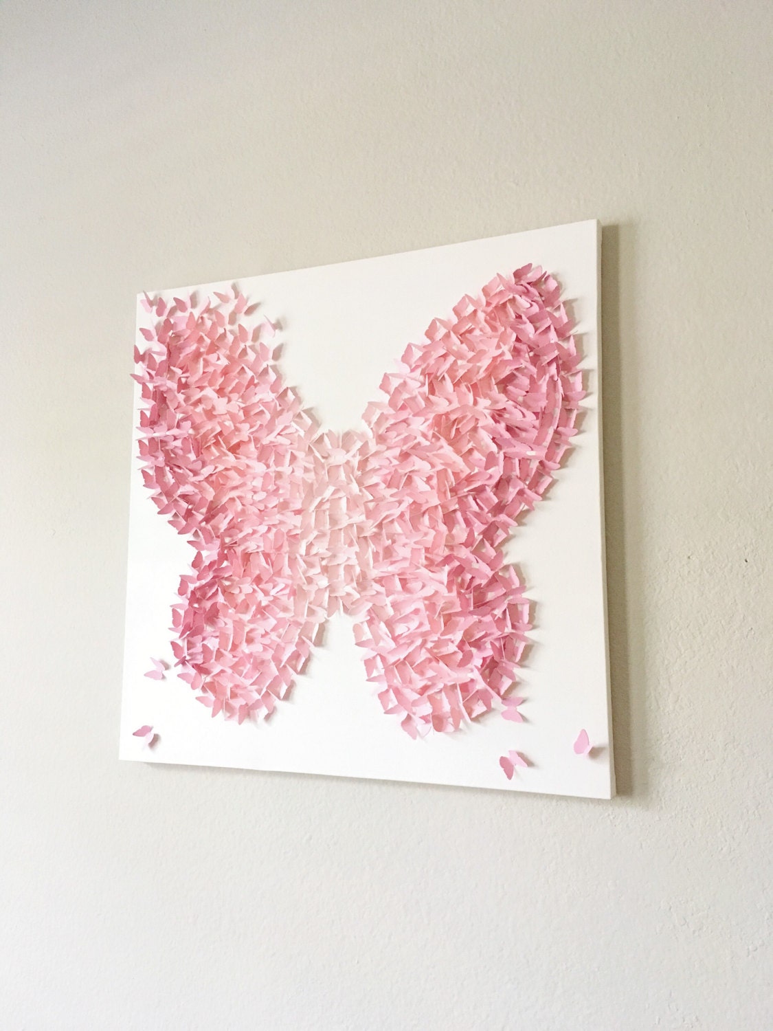 Soft Pink Butterfly On Canvas Made of Butterflies Wall Art | Etsy