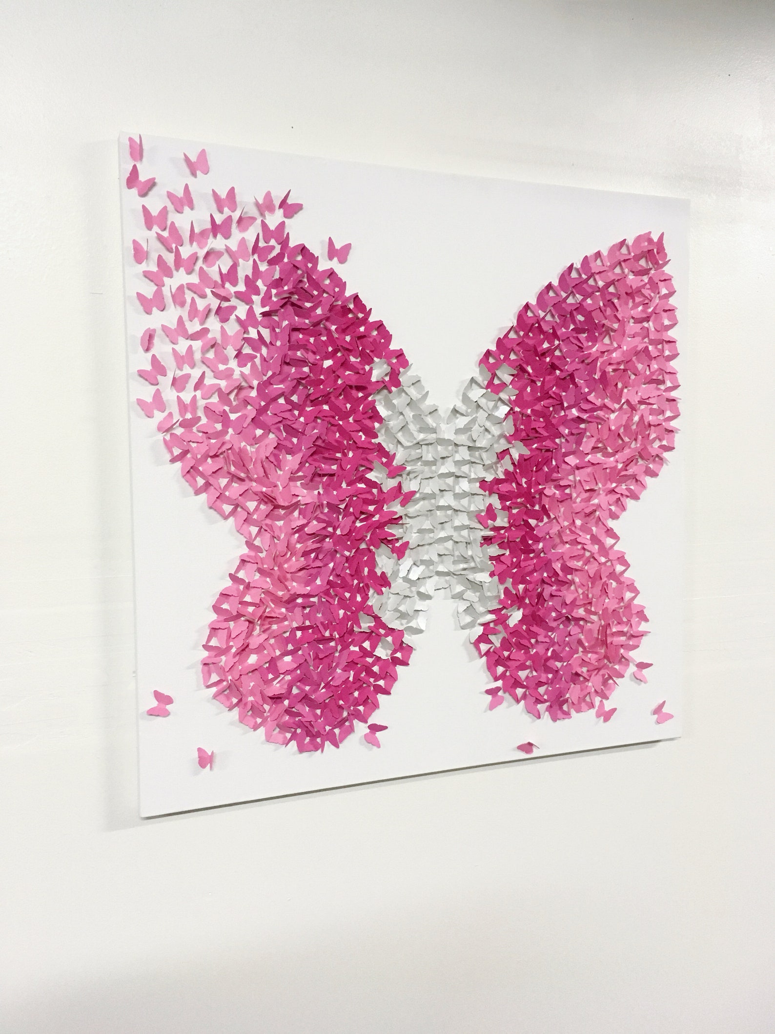 Pink and Silver Ombre 3D Butterfly Shape Canvas Art Wall - Etsy