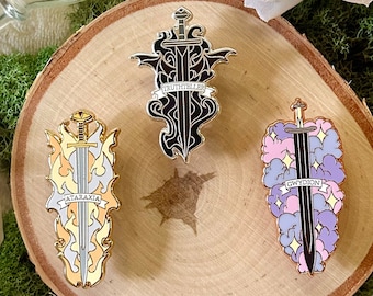 Bookish Blades Hard Enamel Pins | ACOTAR, Crescent City, Ataraxia, Truthteller, Gwydion, Nesta Archeron, Bryce Quinlan, Azriel