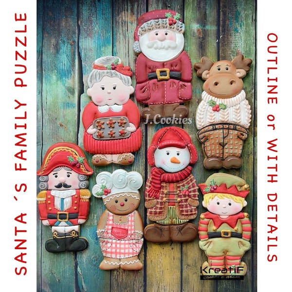 PUZZLE Santas family, cookie cutter #1289-92