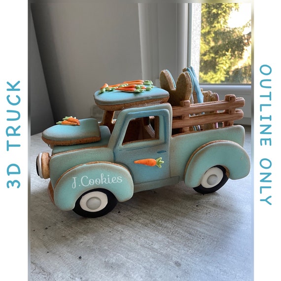 3D Gingerbread Pickup Truck Cookie Cutter Set | Fondant Cutters | Clay
