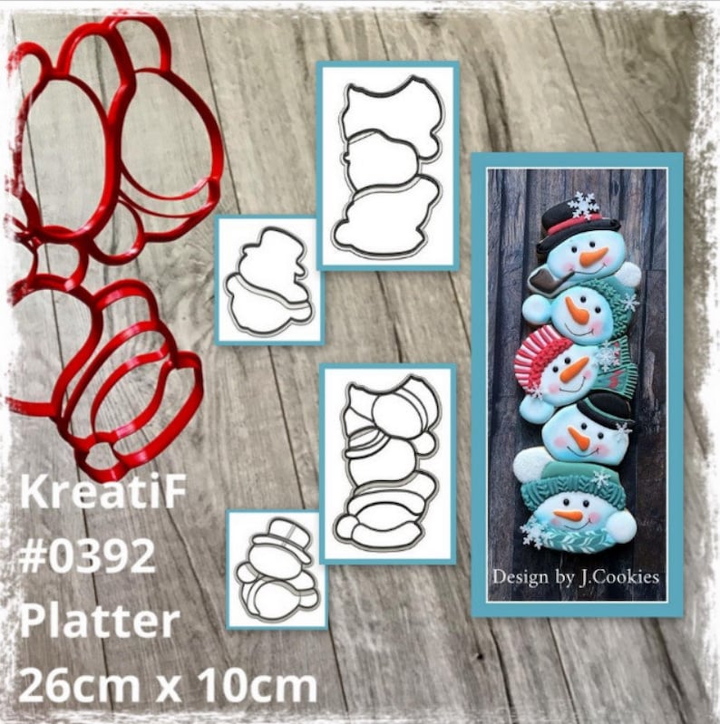 plater 3 Cookie cutter #392 Christmas snowmen