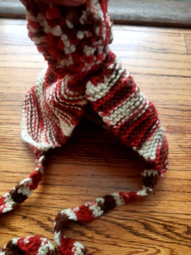 Vintage Brown Baby Bonnet Beanie Handmade Knit