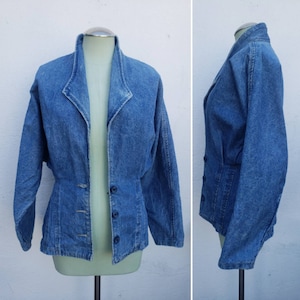Vintage 1980s Paris Blues Denim Jacket Blazer M