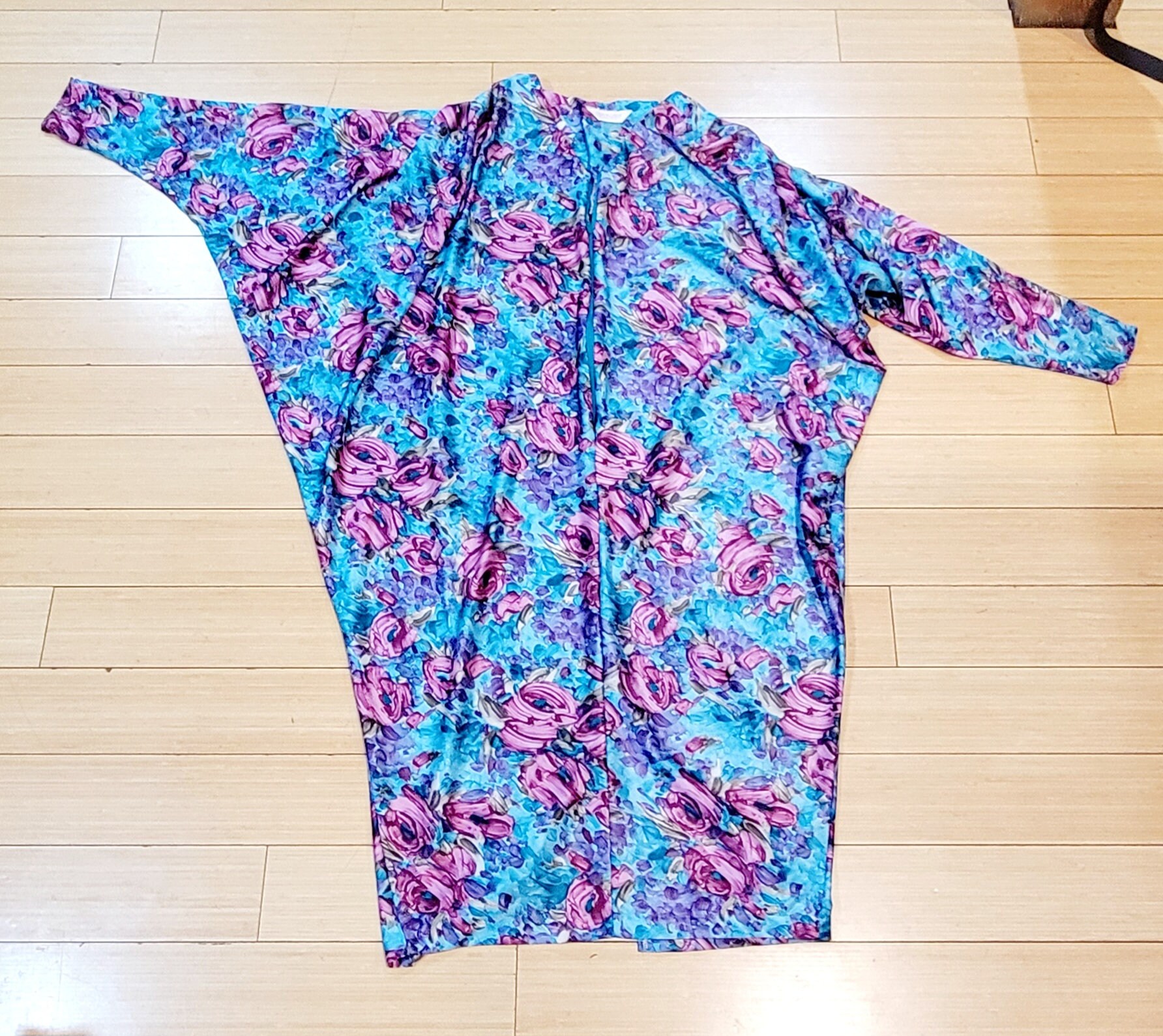 Vintage 1980s Tapered Blue Floral MUUMUU L/xl/xxl Maternity