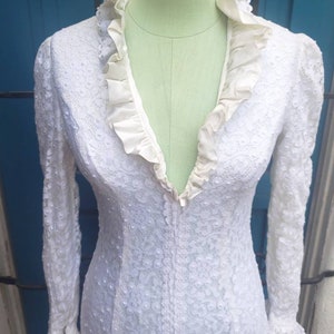 Vintage 1960s Lorrie Deb Lace Wedding Dress Victorian Edwardian Bohemian