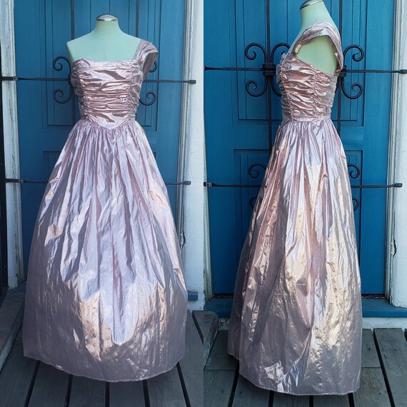 Vintage Gunne Sax Metallic Pink Lamé Gown Bridal