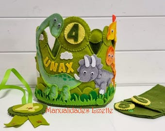 Handmade Dinosaur Crown Dinosaur Birthday Crown - Personalized Dinosaur Crown  main image 4