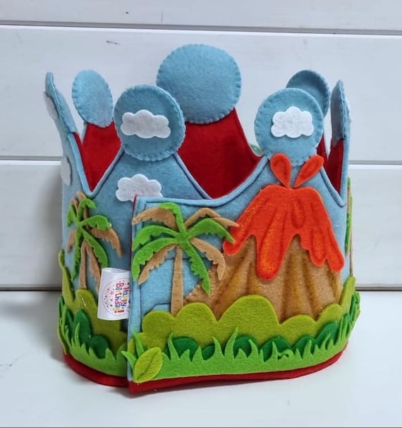 Handmade Dinosaur Crown Dinosaur Birthday Crown - Personalized Dinosaur Crown  main image 2