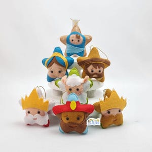 Felt Stars of Bethlehem – Three Wise Men, Virgin Mary, Saint Joseph, Baby Jesus, and Sheep – Handmade Christmas Ornaments
