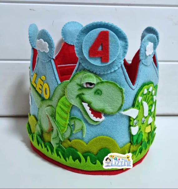 Dinosaur Birthday Crown - Personalized Dinosaur Crown - Felt  display picture 2