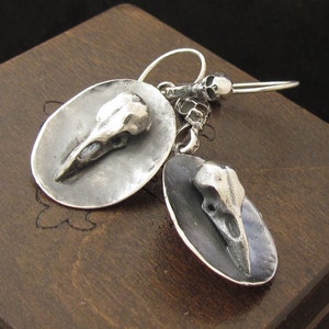 MySacrum  RAVEN SKULL EARRINGS-Silver Earrings