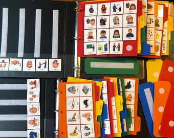 2 Communication Books 200+ Cards +ASL Photos symbols English Spanish French Regular Standard Autism Therapy School